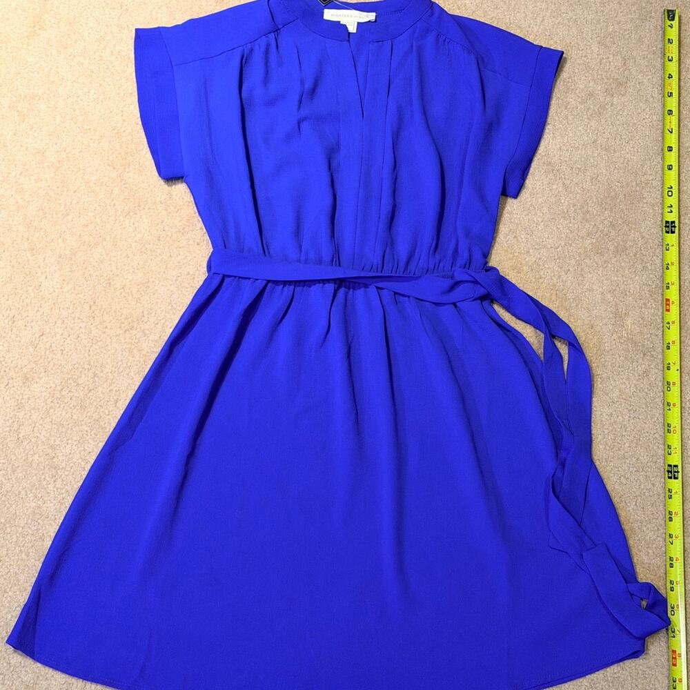 NEW Monteau Los Angeles Royal Blue Belted Dress Size Large Short Sleeve Casual